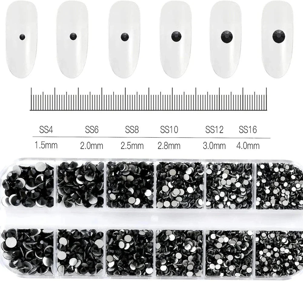 100/50cm Luxury Crystal Chain Nail Charms - 1.5/2mm Clear & AB Diamond Nail Art Decoration