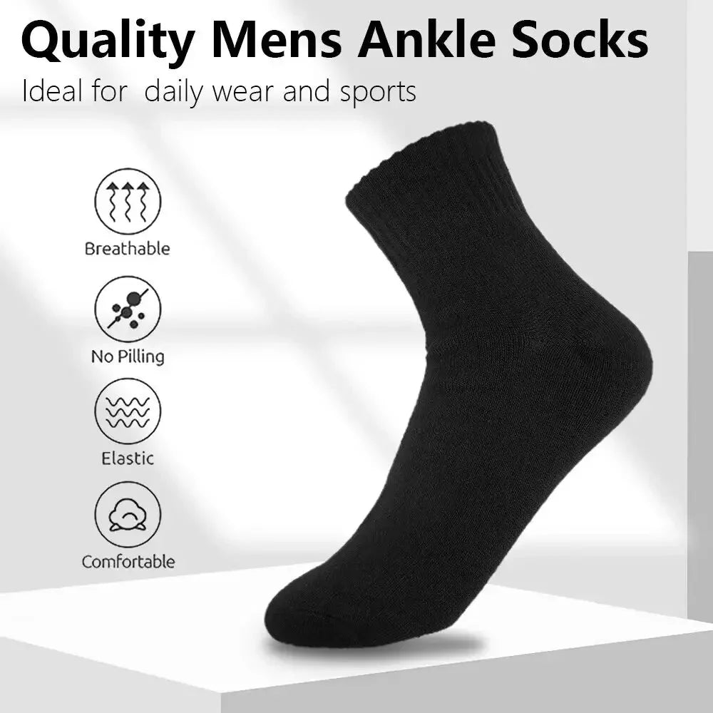 10PCS Men’s Mid-Calf Cotton Socks – Solid Color, Versatile for All Seasons