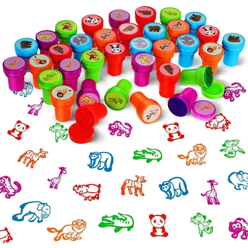 10pcs Assorted Self-Inking Stamps for Kids - DIY Craft & Scrapbooking