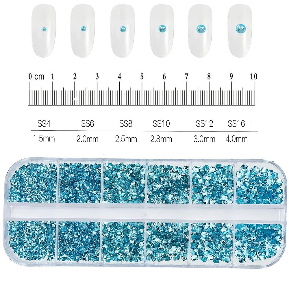 100/50cm Luxury Crystal Chain Nail Charms - 1.5/2mm Clear & AB Diamond Nail Art Decoration