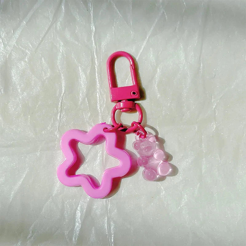 10pcs Metal Keyrings Buckle With Stars Bear Pendant Colored Keychain For Diy Jewelry Making Key Ring Accessories Wholesale