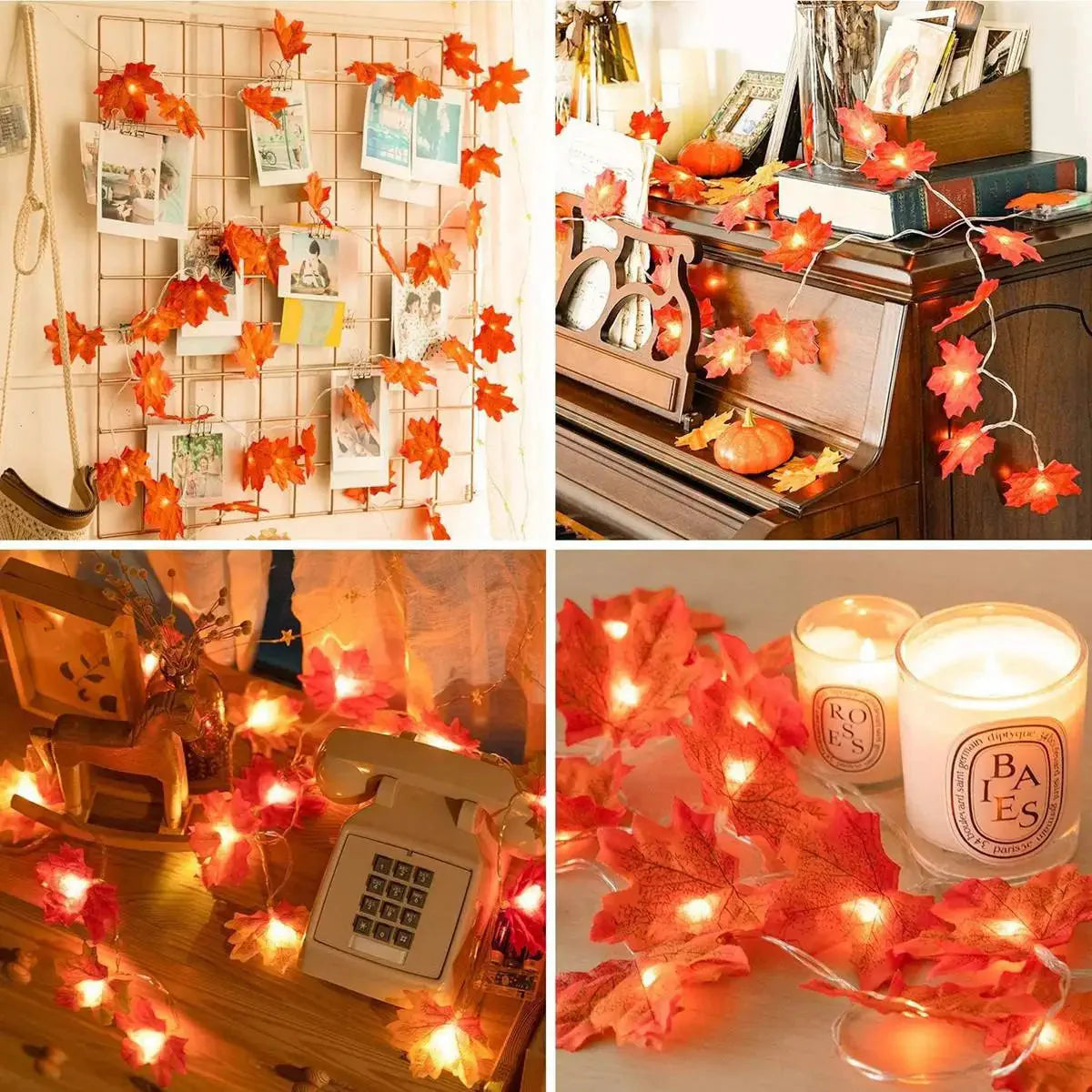 10/20 LED Maple Leaf String Lights – Battery Powered Fairy Lights for Home & Outdoor Decor