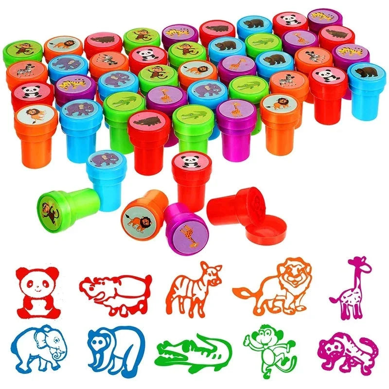 10pcs Assorted Self-Inking Stamps for Kids - DIY Craft & Scrapbooking