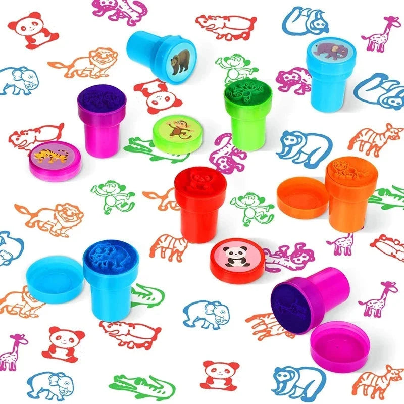 10pcs Assorted Self-Inking Stamps for Kids - DIY Craft & Scrapbooking