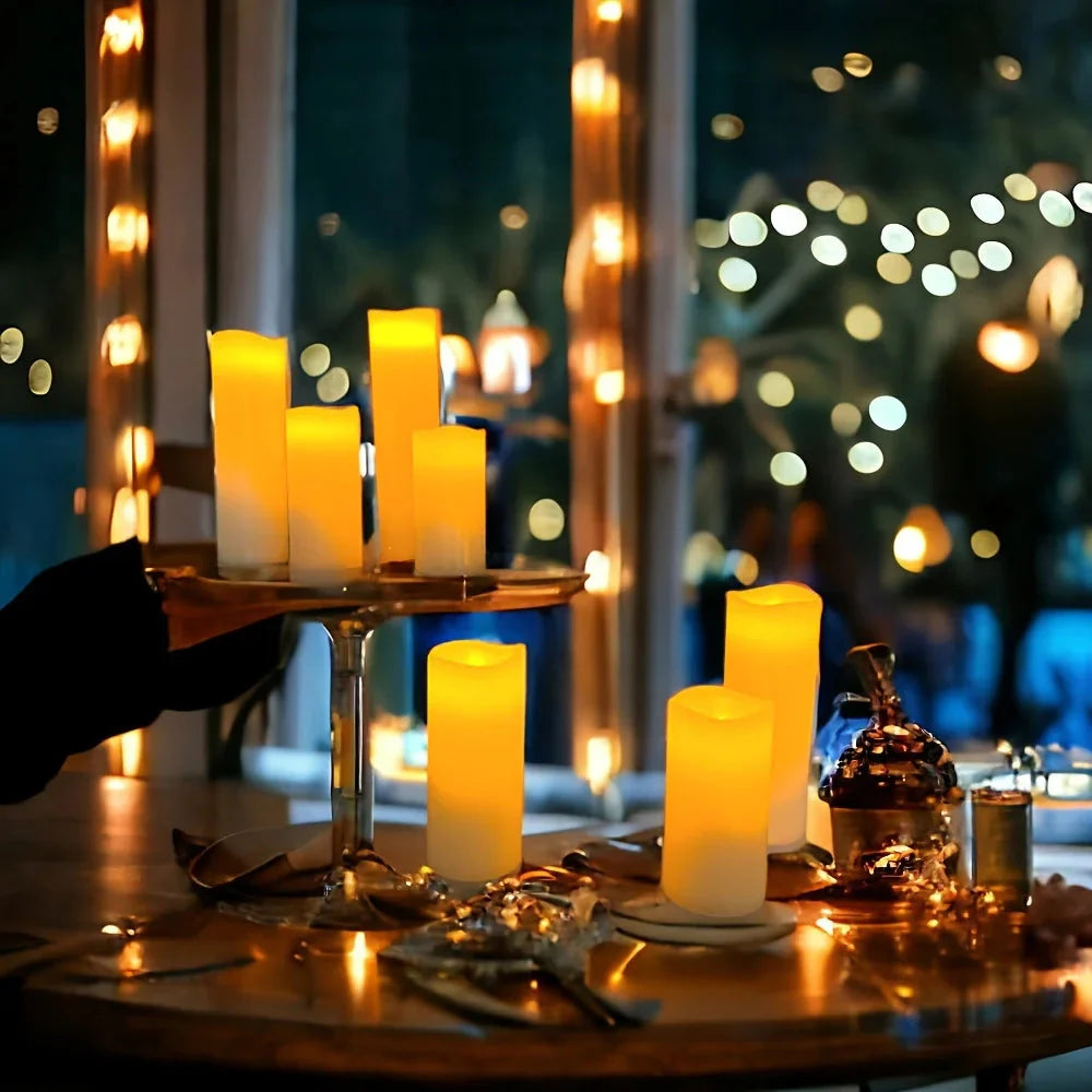 10-120pcs Flameless Fake Candle LED Flickering Candles Battery Operated LED Pillar Candles for Wedding Halloween Decor Party